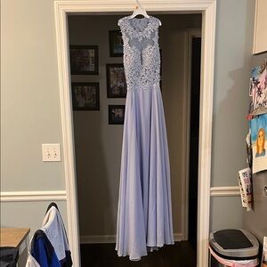 Elegant Lavender Lace Gown
